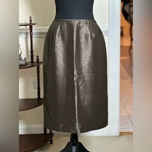 High Waist Metallic Bronze Pencil Skirt